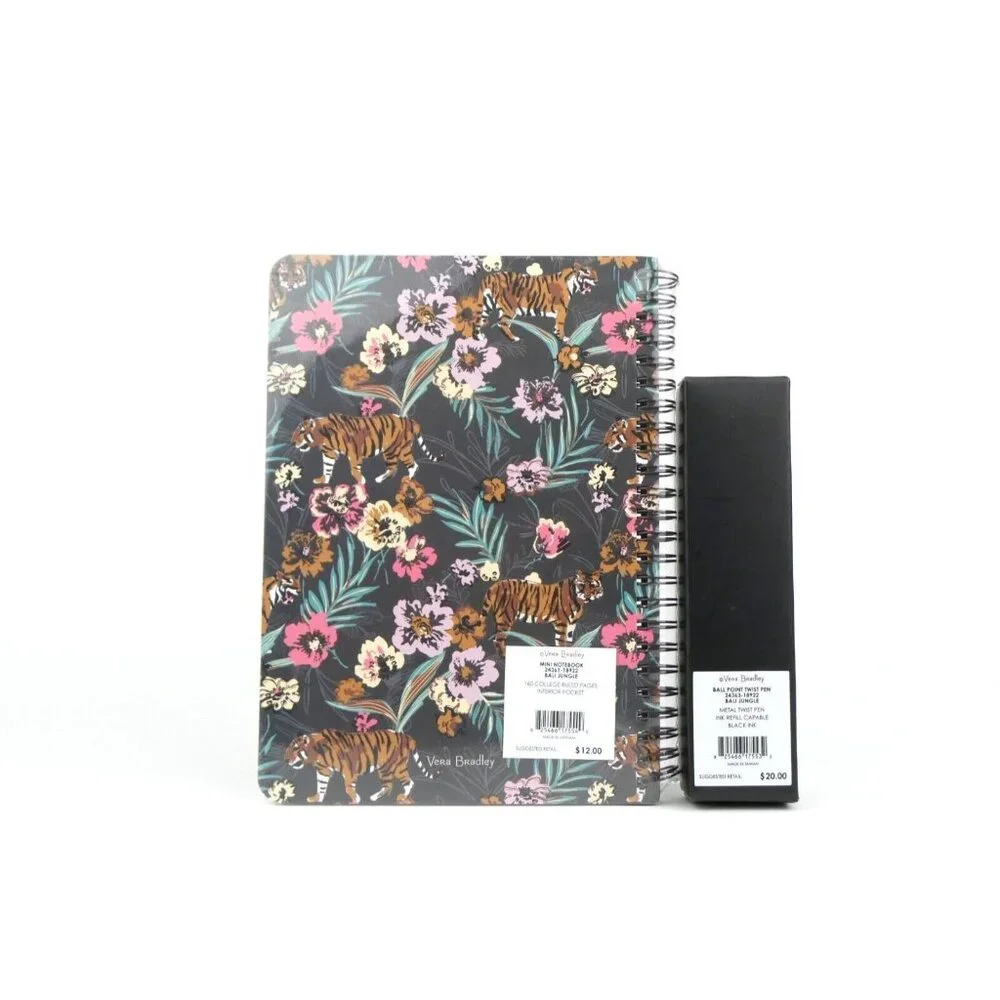 Vera Bradley Bali Jungle Mini Spiral‎ Notebook & Ball Point Pen Set NWT